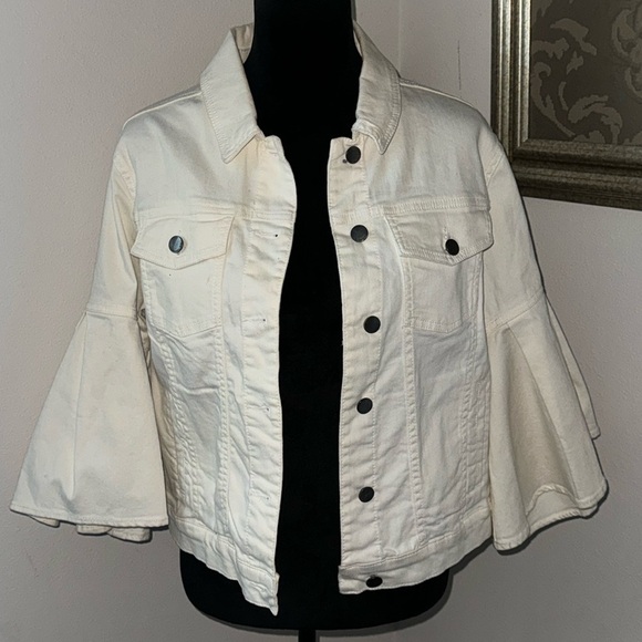 RACHEL Rachel Roy Jackets & Blazers - RACHEL‎ Rachel Roy ivory bell sleeves Jean jacket sz XL